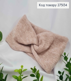 Повязка чалма, Ангора-Мягкая-Качественная, рубчик, ПУДРОВОГО цвета, 42*12см, ручная работа, Украина. 275134 фото