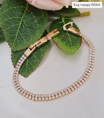 Браслет 0,4мм, камни по всей длине, длина 16,5+2см, Xuping 18K 150614 фото 1