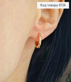 Серьги кольца простые, диаметр 1,3см, ширина 2,5мм, XUPING 18K 117211 фото