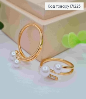 Кольцо украшено Блестящими камнями и двумя Жемчужинами, Xuping 18К 171225 фото