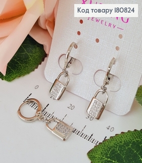 Сережки родовані кільця "Замочок" з камінцями, 2,5*1см, Xuping 180824 фото