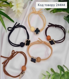 Резинка-шнурок 5см, "Бусинка/ Ван клів з Чорною емаллю", пастельні темні кольори в асортименті 244144 фото