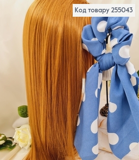 Резинка  Твіллі,  Сіро-синя  Горох, 9*27см, (ручна робота,Україна) 255043 фото