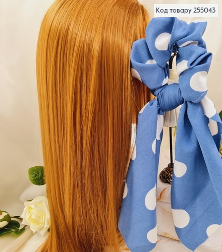 Резинка  Твіллі,  Сіро-синя  Горох, 9*27см, (ручна робота,Україна) 255043 фото 1