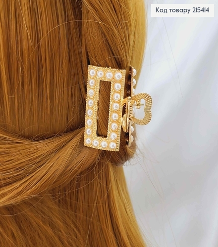 Краб металл, Прямоугольный в жемчужинах, золотого цвета, 3,5см. 215414 фото 1