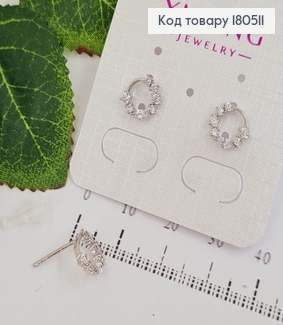 Серьги родированые гвоздики колечко с камнями  Xuping  180511 фото