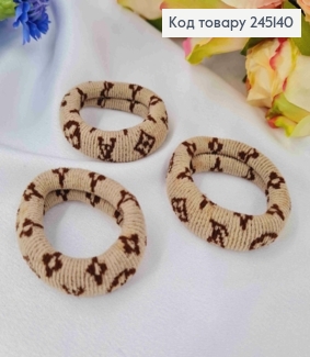 Резинка микрофибра, рисунок Луи Витон, 4см, цвета Капучино 245140 фото