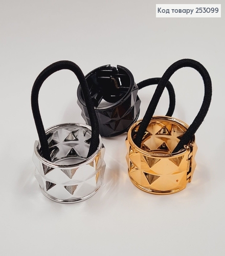 Резинка для високого хвоста з зажимом в асорт.(золото/срібло/чорна) 253099 фото 2