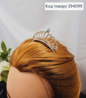 Корона - ГРЕБЕНЬ с камешками 7*3см, ЗОЛОТОГО цвета 294099 фото