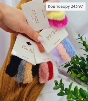 Набор резинок (3шт) "ПУШОК", 4см, на планшетке, ярких цветов в ассортименте 243197 фото