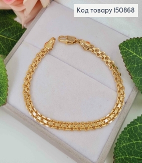 Браслет плетение франц. бисмарк, шир.4мм, дл.18см, Xuping 18К 150868 фото