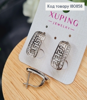 Сережки родированые "Пектораль" с камнями (англ.застежка), 2*0,8см,  Xuping 180858 фото