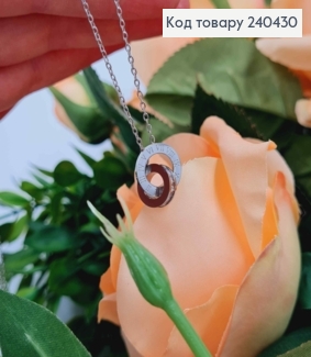 Ланцюжок срібного кольору, Дві шайбочки римський годинник з камінцями, довж. 40+5см, Stainless Steel 240430 фото