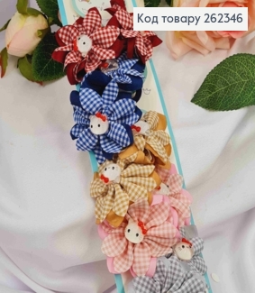 Набор резинок (20шт) БАНТИК-ЦВЕТОК с Котиком (5,5см), резинка 2,5см, пастельных цветов в ассорт. 262346 фото