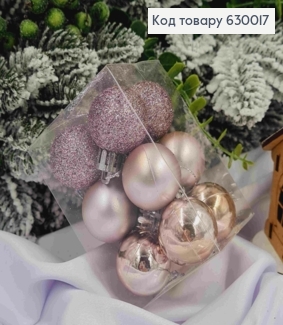 Набор игрушек 30 мм Розовых матовых Китай 12 шт. 630017 фото