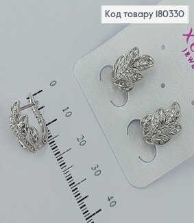 Серьги Листья с камушками родироване медзолото Xuping 180330 фото