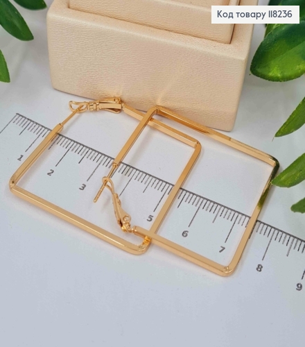 Серьги "РОМБЫ", дл. 5,3см, итальянская застежка, Xuping 18К 118236 фото 2