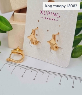Серьги овальные "Звездочки", 1,3см, английская застежка, Xuping 18К 118082 фото