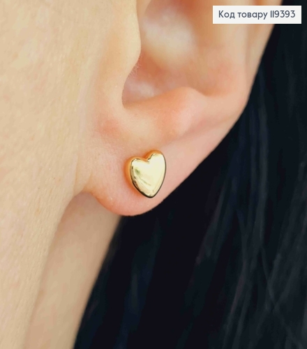 Серьги гвоздики "Сердечки", 0,6см, Xuping 18К 119393 фото 1