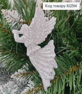 Новогодняя фигура Блеск Ангел с дудкой СЕРЕБРО, 10*7см, Украина 612514 фото