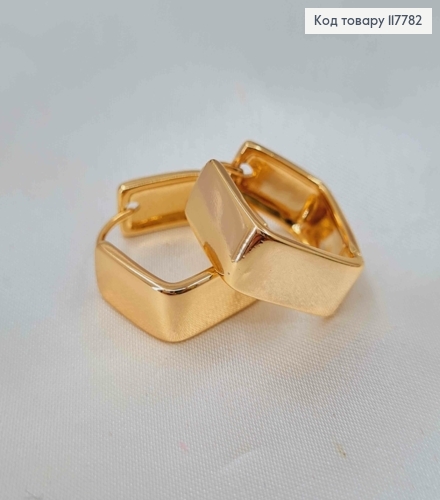 Серьги кольца, "Ромбы", ширина 7мм, длина 2,1см, Xuping 18К. 117782 фото 2