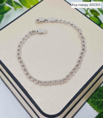 Браслет родованный плетение ЛАВ, шир.3,5мм, дл. 19см, Xuping 200303 фото 1