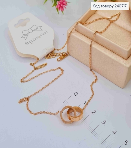 Ланцюжок мідного кольору, з підвіскою Cartier, 43+5см, сталь Stainless Steel 240717 фото 1