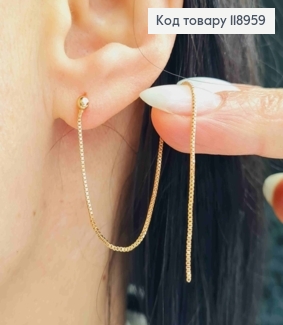 Серьги гвоздики "Цепочка", 12,5см, Xuping 18K 118959 фото