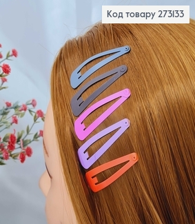 Заколки Тік-так 4.5 см, яскраві кольори і контрастний сірий, 10 шт/уп. 273133 фото