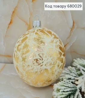 Іграшка куля 80 мм Ретро бархат золото 680029 фото