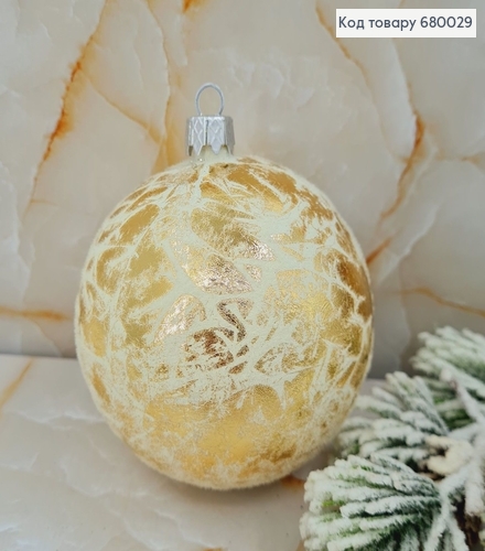 Іграшка куля 80 мм Ретро бархат золото 680029 фото 1