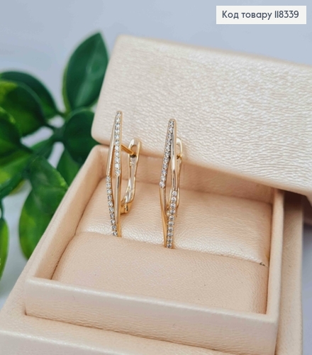 Серьги "Элегантные" с Блестящими камешками, 2,5см, английская застежка, XUPING 18K 118339 фото 2