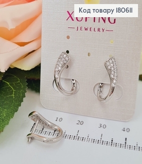 Серьги родированые 1,8см с камнями Xuping  180611 фото