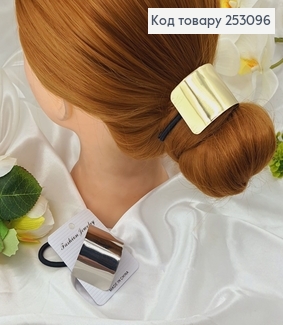 Резинка 5см на хвіст  "Прямокутна  БРОШКА велика " в асорт.(золото/срібло) 253096 фото