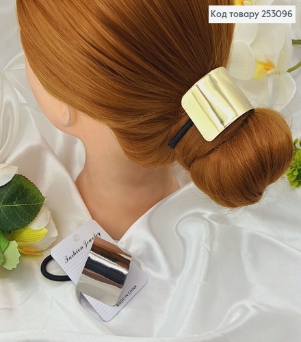 Резинка 5см на хвіст  "Прямокутна  БРОШКА велика " в асорт.(золото/срібло) 253096 фото 1