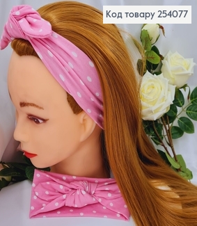 Повязка детская РОЗОВАЯ в горошек, 15,5*6см, ручная работа Украина 254077 фото