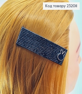 Заколка Тік - так 8*2,5 см зі чорними стразами Зайчик 232011 фото