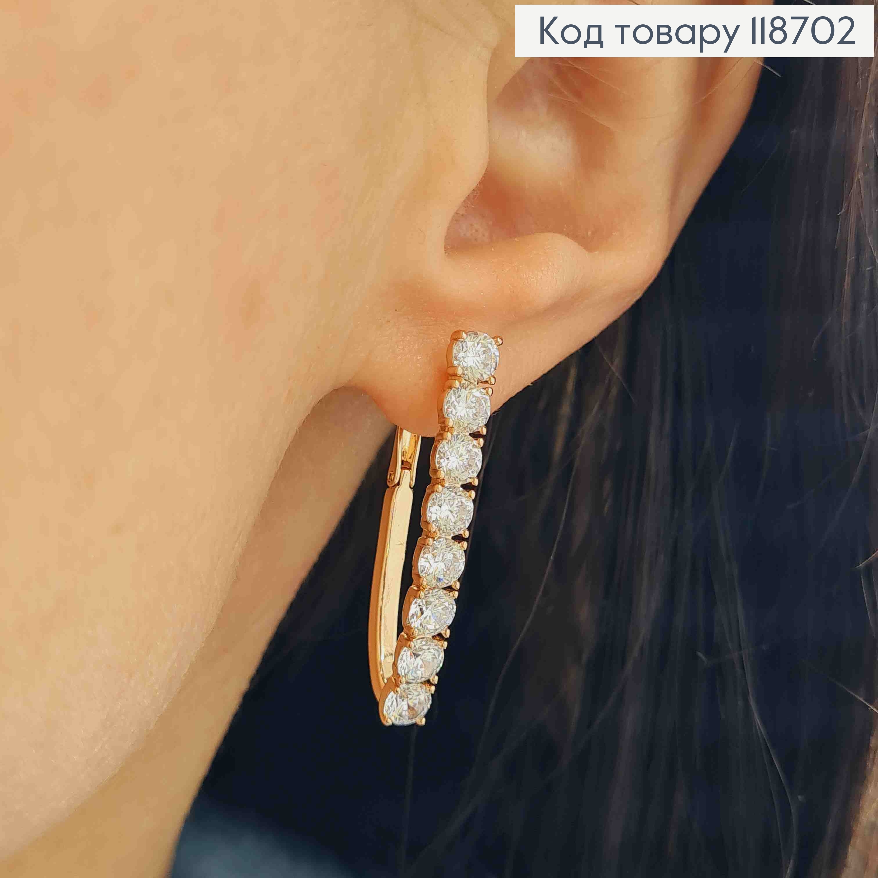 Серьги "Стрели" украшены Блестящими камешками, 3,2см, английская застежка, Xuping 18К 118702 фото 1