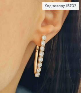 Серьги "Стрели" украшены Блестящими камешками, 3,2см, английская застежка, Xuping 18К 118702 фото
