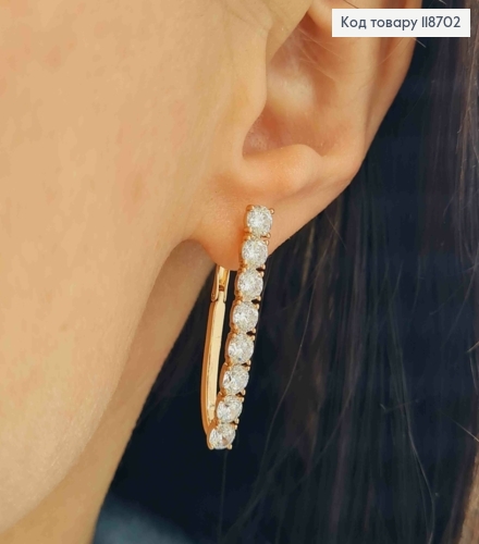 Серьги "Стрели" украшены Блестящими камешками, 3,2см, английская застежка, Xuping 18К 118702 фото 1