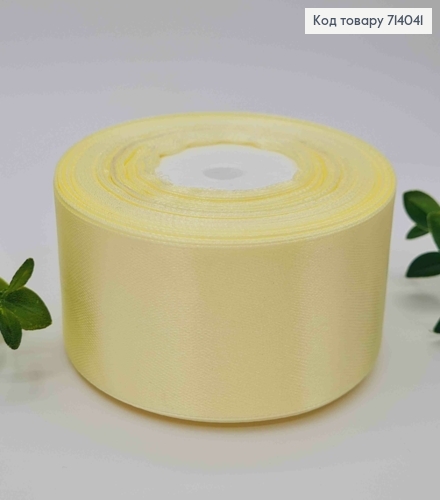 Лента атласная БЛЕДО-ЖЕЛТАЯ (цвет 02 новый), ширина 4см, длина 36 ярдов (33м) 714041 фото 1