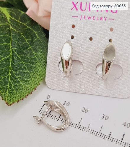 Сережки родированые, дуга плоская, 1,7см, Хuping 180653 фото 1