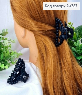 Краб пластик матовий "ДУГА" фактурний з Бантиком, розмір 6,5см, Чорного кольору 214387 фото