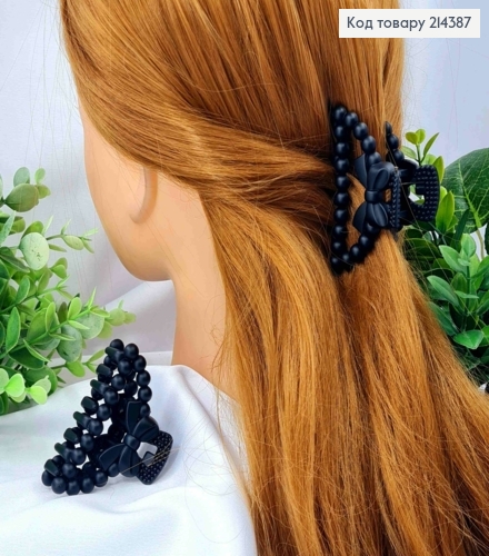 Краб пластик матовый "ДУГА" фактурный с Бантиком, размер 6,5см, Черного цвета 214387 фото 1