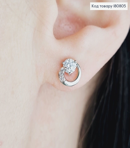 Сережки родированые гвоздики "Изысканые" с камнями, Xuping 180805 фото 2