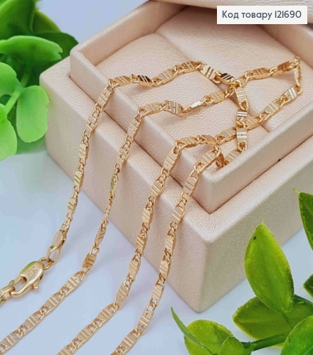 Цепочка плетения овальными пластинками с тиснением посередине, длина 50см, Xuping 18K 121690 фото 1