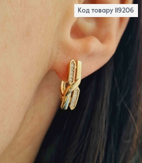 Серьги "Exclusive", украшенные Блестящими камешками, 1,7см, английская застежка, Xuping 18K 119206 фото