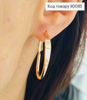 Сережки Овальні, довжина 2,7см, італійська застібка, Xuping 18К 110085 фото