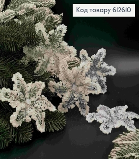 Новогодняя фигура, набор СНЕЖИНКА-ФИГУРНАЯ, пластик, цвет ПРОЗРАЧНЫЙ+БЛЕСК, 5шт/уп, 12см, Украина 612610 фото