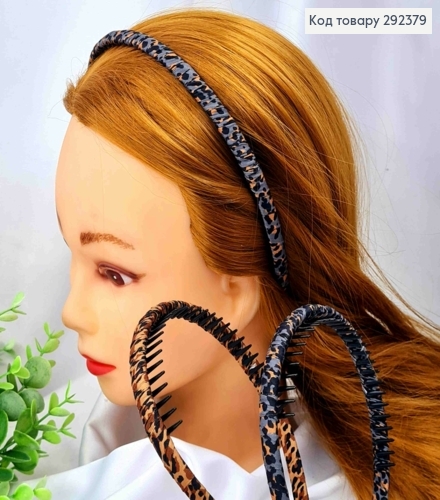 Обруч пластик с расческой, ЛЕОПАРДОВЫЙ, 1см, в ассортименте 292379 фото 1